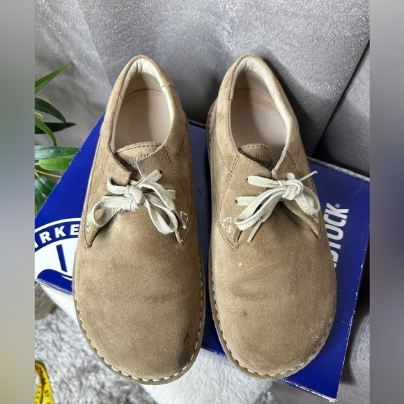 Birkenstock Men’s Memphis Leather Lace Up Shoes in Beige Sz EU 41 main image 5
